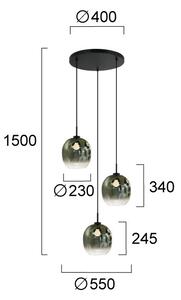 Lampadario a sospensione con cavo MIRROR 3xE27/14W/230V verde fumé