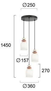 Lampadario sospeso su cavo HILDA 3xE14/40W/230V nero/marrone