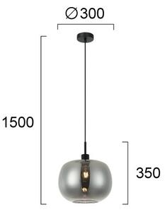 Lampadario a sospensione su cavo ALAN 1xE27/40W/230V nero fumé