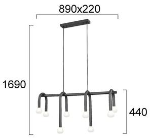 Lampadario a cavo DELORI 8xG9/28W/230V nero