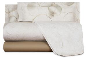 Completo Lenzuola In Percalle Paper Matrimoniale - 250X290 175X205 + 2 Federe 50X80 Carrara Moderno Beige Caleffi
