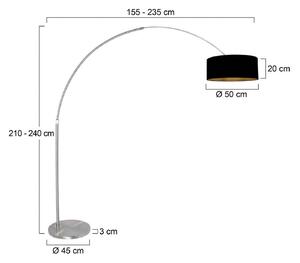 Steinhauer Lampada ad arco Sparkled Light, dimmerabile, Alluminio / Grigio / Zincato, Soggiorno / Sala da pranzo, Metallo, Moderno, Lampada da terra