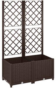 Outsunny Fioriera Rialzata con Traliccio per Rampicanti e 8 Fori di Drenaggio in PP, 80x40x135 cm, Marrone