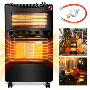 TolleTour stufa a gas in Vetroceramica 4200 watt con 3 impostazioni di calore, regolatore di pressione e tubo flessibile - mobile, efficiente e a risparmio energetico - stufa a gas stufa a gas, stufa radiante, gas+elettricità