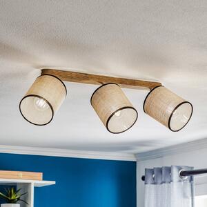 BRITOP Spot soffitto Tubo, legno di pino, beige, 3 luci