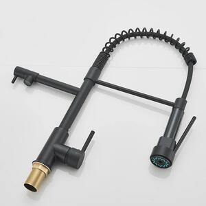 Miscelatore per cucina - Miscelatore monocomando - Doccetta estraibile - Acqua calda e fredda - Installazione a pavimento - Bocchetta flessibile e orientabile - Nero opaco
