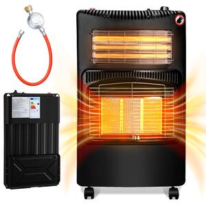 TolleTour stufa a gas per interni, stufa a gas 4200 watt per interni con tubo e riduttore di pressione, bruciatore ceramico a infrarossi, stufa radiante, bombole di gas butano o propano fino a 15 kg, gas+elettricità