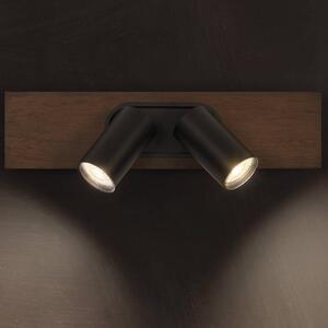 LEDVANCE Faretto da soffitto Mercurio GU10, a 2 luci, legno/nero