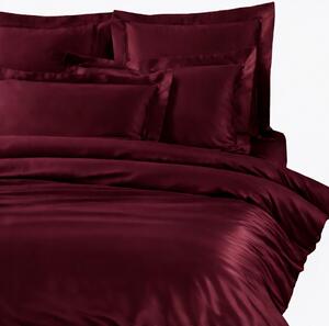 Copripiumino Con Federe In Raso Di Cotone Precious Sateen Matrimoniale - 255X255 + 2 Federe50X80 Mirabello Brera Tinta Unita Bordeaux Caleffi