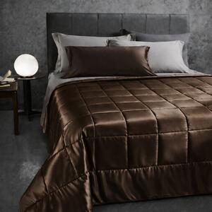 Copriletto Trapuntato In Raso Di Cotone Precious Sateen Matrimoniale - 270X260 Mirabello Brera Tinta Unita Caffè Caleffi