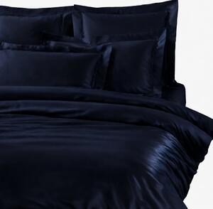 Copripiumino Con Federe In Raso Di Cotone Precious Sateen Matrimoniale - 255X255 + 2 Federe50X80 Mirabello Brera Tinta Unita Notte Caleffi