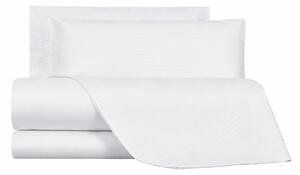 Completo Copripiumino In Raso Di Cotone Riga-raso 255X255 Emporium Tinta Unita Bianco Caleffi