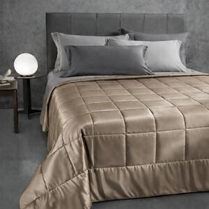 Copriletto Trapuntato In Raso Di Cotone Precious Sateen Matrimoniale - 270X260 Mirabello Brera Tinta Unita Sabbia Caleffi