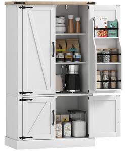 HOMCOM Credenza da cucina, armadio da cucina con 4 ante, 6 portaspezie e ripiani regolabili, 76,3 x 40 x 136 cm, bianco | Aosom Italy