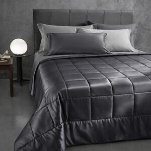 Copriletto Trapuntato In Raso Di Cotone Precious Sateen Matrimoniale - 270X260 Mirabello Brera Tinta Unita Fumo Caleffi