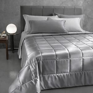 Copriletto Trapuntato In Raso Di Cotone Precious Sateen Matrimoniale - 270X260 Mirabello Brera Tinta Unita Grigio Caleffi