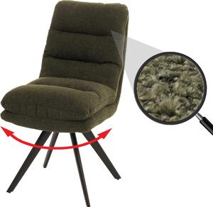 Sedia da pranzo HWC-G66, sedia da cucina, girevole a posizione automatica tessuto/tessuto bouclé MVG ~ verde