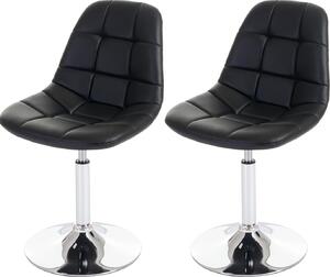 Set di 2 sedie da pranzo HWC-A60, sedia girevole, cromo ~ ecopelle nera