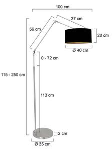 Steinhauer Lampada ad arco Prestige Chic, dimmerabile, Alluminio / Grigio / Zincato, Soggiorno / Sala da pranzo, Metallo, Lampada da terra