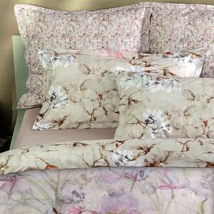Copripiumino Con Federe In Percalle Irises Matrimoniale - 255X255 + 2 Federe50X80 Emporium Floreale Rosa Caleffi