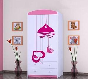 BDW Armadio, 2 ante, 2 cassetti, Armadio, 180x90 cm, Rosa