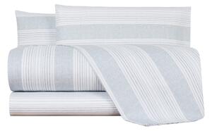 Completo Lenzuola In Percalle Jake Matrimoniale - 250X290 175X205 + 2 Federe 50X80 Bellora Geometrico Azzurro Caleffi