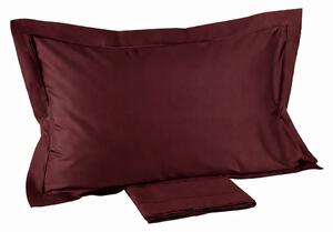 Completo Lenzuola In Raso Di Cotone Precious Sateen Matrimoniale - 250X290 175X205 + 2 Federe 50X80 Mirabello Brera Tinta Unita Bordeaux Caleffi
