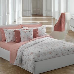 Completo Lenzuola In Percalle Light Flowers Matrimoniale - 250X290 175X205 + 2 Federe 50X80 Bellora Floreale Salmone Caleffi