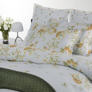 Completo Copripiumino In Percalle Rododendri Matrimoniale - 255X255 175X205 + 2 Federe 50X80 Emporium Floreale Giallo Caleffi