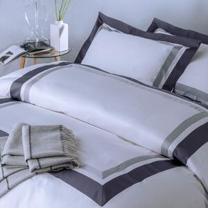 Copripiumino Con Federe In Raso Di Cotone Two-tone 255X205 Mirabello Brera Tinta Unita Blu Caleffi