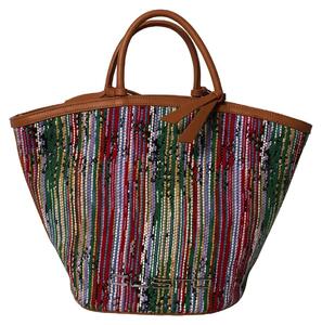 Borsa a mano da donna Arbora, in vera pelle, con motivo multicolore