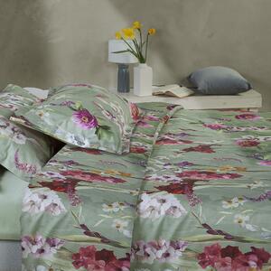 Copripiumino Con Federe In Percalle Charming Flowers Matrimoniale - 255X255 + 2 Federe50X80 Emporium Floreale Verde Caleffi