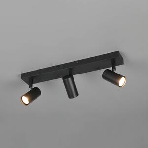 Reality Leuchten Faretto Taryn, nero opaco, lunghezza 45 cm, a 3 luci, mini GU10 dimmerabile, Nero, Soggiorno / Sala da pranzo, Metallo, Moderno, Downlight