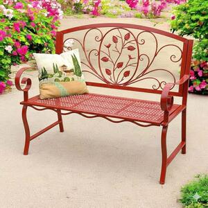 DanDiBo panchina da giardino Rosso resistente alle intemperie 2 posti in metallo rosso 110 cm 96707 panca panca in ferro panca da giardino antica panca da parco