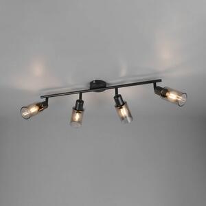 Reality Leuchten Faretto Mars, lunghezza 82 cm, nero opaco, a 4 luci, metallo E14 dimmerabile, Nero, Soggiorno / Sala da pranzo, Metallo, Moderno, Downlight