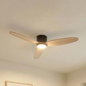 Ventilatore da soffitto LED Lucande Lignia, Ø 132 cm, CCT, dimmerabile Lignia Lucande,, Legno chiaro, Soggiorno / Sala da pranzo, Legno, Scandinavo