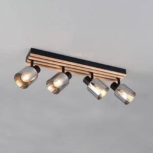 Reality Leuchten Faretto Travia, lunghezza 65 cm, a 4 luci, nero/grigio fumo dimmerabile, Nero, Soggiorno / Sala da pranzo, Metallo, Moderno, Downlight