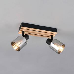 Reality Leuchten Faretto Travia, lunghezza 39 cm, a 2 luci, nero/grigio fumo dimmerabile, Nero, Soggiorno / Sala da pranzo, Metallo, Moderno, Downlight