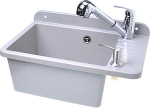 Lavello 505 mm Lavello con miscelatore monocomando estraibile Granito Grigio