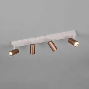 Reality Leuchten Faretto Taryn, marrone, lunghezza 62 cm, a 4 luci, GU10 dimmerabile, Marrone / Ruggine, Soggiorno / Sala da pranzo, Metallo, Moderno, Downlight