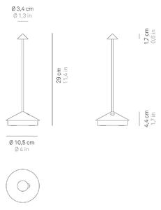 Zafferano Lampada LED da tavolo Pina 3K, grigio scuro, IP54 dimmerabile, Alluminio / Grigio / Zincato, Soggiorno / Sala da pranzo, Alluminio, Moderno