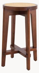 Sgabello alto in legno di mindi con seduta in rattan Dareau
