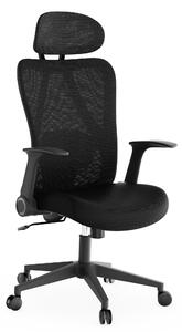 SENSE7 Noxo Sedia da ufficio ergonomica Sedia da scrivania Nera Braccioli ribaltabili Poggiatesta Schienale in rete Sedia direzionale Ufficio domestico Funzione oscillante 150 kg