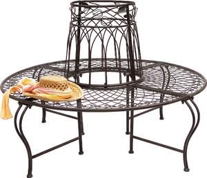 DanDiBo Panchina rotonda in metallo resistente alle intemperie marrone Ø 130 cm Panchina per alberi 96003 Panchina da giardino Panchina da parco Panchina in ferro