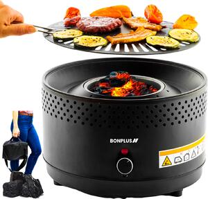 Bonplus BP | Griglia a carbonella ultra portatile | Alimentazione a ventola | Alimentazione a batteria | Facile da pulire | Cottura uniforme | Antiaderente