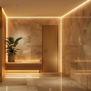 Hera Striscia LED SAUNA, 3.000 K, lunghezza 200 cm, IP54, 24 V dimmerabile, Bianco / Opale, Soggiorno / Sala da pranzo, Plastica, Moderno