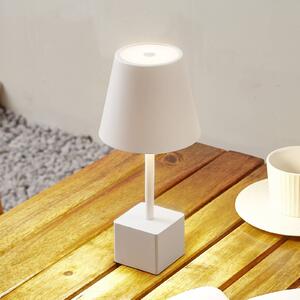 Lindby Lampada da tavolo ricaricabile a LED Janea CUBE, bianco, metallo