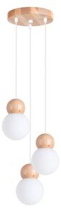 Lampada a sospensione PEKKA 3P bianco/legno naturale 3xG9 8W vetro/legno 124x31x31cm Sollux Lighting