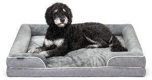 Letto per cani lionto premium, letto ortopedico in memory foam con bordo rialzato, rivestimento lavabile e supporto stabile, 106x80x17 cm, grigio