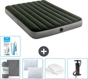 Letto ad aria Intex - Letto matrimoniale - 137 x 191 x 25 cm - Verde - Consegna inclusa Lenzuolo completo - Baciamano - Pompa - Set di riparazione it Guanciale protettivo